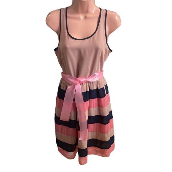 MAISON JULES Women’s Tan Blue & Peach Dress Size Small - Picture 1 of 11